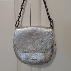 Rag & Bone Metallic Silver Leather Shoulder Bag
